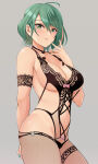 1girl 1girl 1girl alluring big_breasts cleavage dead_or_alive dead_or_alive_xtreme_venus_vacation female_only green_eyes green_hair konishiki_(52siki) lingerie looking_at_viewer short_hair tamaki_(doa) tecmo voluptuous