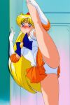 1girl accurate_art_style adult_swim alluring big_breasts bishoujo_senshi_sailor_moon bishoujo_senshi_sailor_moon_r bishoujo_senshi_sailor_moon_r_the_movie bishoujo_senshi_sailor_moon_s bishoujo_senshi_sailor_moon_s_the_movie bishoujo_senshi_sailor_moon_supers bishoujo_senshi_sailor_moon_supers_the_movie blonde_hair blue_eyes kick kicking leg_lift minako_aino nightcore_(artist) pin_up posing toei_animation toonami under_boob