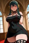  1girl ai_generated curvy curvy_female curvy_figure dress green_hair spy_x_family yor_briar yor_forger 