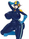  big_breasts bodysuit breasts cameltoe clitoris erect_nipples female genderswap mega_man mega_man_battle_network mega_man_nt_warrior megaman megaman.exe nipples rockman rockman_exe rockman_exe_(character) solo 