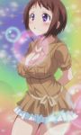  1girl big_breasts blush breasts brown_hair cute okusama_ga_seitokaichou! purple_eyes short_hair ui_wakana 