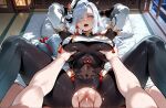 1boy1girl 1girl ai_generated bodysuit breast_grab curvy curvy_female curvy_figure genshin_impact night nude sex shenhe_(genshin_impact) silver_hair