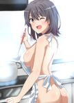 1girl alluring apron ass black_hair dars_(recolors) naked_apron short_hair sideboob silf yahari_ore_no_seishun_lovecome_wa_machigatteiru. yukinoshita_haruno