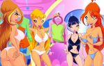 ass blonde_hair bloom bra breasts flora musa panties red_hair stella winx_club zfive