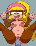 1girl anal anal_sex blonde_hair breasts brown_fur cleft_of_venus completely_nude_female dixie_kong donkey_kong_(series) donkey_kong_country female_focus furry furry_female green_eyes naked_female nude nude_female open_mouth ponytail pussy simple_background vilepluff