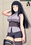1girls ai_assisted ai_generated blue_hair chromatic_abberation clothed clothing empty_eyes female hinata_hyuuga hires human large_breasts long_hair naruto:_the_last patreon patreon_username pinup purple_eyes sexually_suggestive shorts solo stable_diffusion tagme thaisalon thick_thighs thighs watermark woman