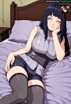 1girl 1girl 1girl 1girls ai_assisted ai_generated bed bedroom big_breasts blue_hair chromatic_abberation clothed clothing empty_eyes hand_on_ass hinata_hyuuga hires human long_hair naruto:_the_last on_bed patreon patreon_username pinup posing posing_for_the_viewer purple_eyes sexually_suggestive shorts stable_diffusion tagme thaisalon thick_thighs thighs watermark