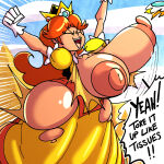 1girl big_ass big_breasts brown_nipples nintendo princess_daisy sachasketchy super_mario_bros. torn_clothes