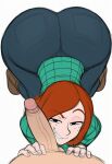 ai_generated ass booty dumptruck_ass dumptruck_butt gigantic_ass gravity_falls green_eyes grin hips jeans lubbasdump narrow_waist penis penis_on_face red_hair smirk smug tongue tongue_out wendy_corduroy wide_hips