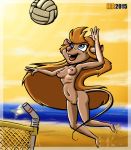 1girl beach chip_'n_dale_rescue_rangers gadget_hackwrench hentai_boy mouse nude rescue_rangers volleyball