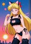 1girl 1girl accurate_art_style adult_swim alluring big_breasts bishoujo_senshi_sailor_moon bishoujo_senshi_sailor_moon_r bishoujo_senshi_sailor_moon_r_the_movie bishoujo_senshi_sailor_moon_s bishoujo_senshi_sailor_moon_s_the_movie bishoujo_senshi_sailor_moon_supers bishoujo_senshi_sailor_moon_supers_the_movie blonde_hair blue_eyes bra cat_ears cat_thighhighs minako_aino nightcore_(artist) panties underwear