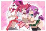  3_girls big_breasts breasts chelia_blendy cherry_blendy cute fairy_tail long_hair looking_at_viewer meredy_(fairy_tail) multiple_girls nipples pink_hair purple_hair pussy wink 