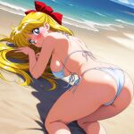 1girl adult_swim alluring beach bikini bishoujo_senshi_sailor_moon bishoujo_senshi_sailor_moon_r bishoujo_senshi_sailor_moon_r_the_movie bishoujo_senshi_sailor_moon_s bishoujo_senshi_sailor_moon_s_the_movie bishoujo_senshi_sailor_moon_supers bishoujo_senshi_sailor_moon_supers_the_movie blonde_hair blue_eyes minako_aino ocean red_dream_(artist) toei_animation toonami