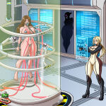 3girls 7th-heaven barefoot big_breasts bodysuit breasts cameltoe capcom character_request chun-li cleavage feet female healing_pod high_heels in_container juri_han nude pussy soles stasis_tank street_fighter toes underwater