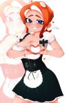 1girl 1girl 1girls agent_8_(splatoon) big_breasts blue_eyes blush breasts cleavage heart_boobs hs3_ika looking_at_viewer maid maid_headdress maid_outfit maid_uniform nintendo octoling octoling_girl red_hair splatoon_(series) splatoon_2 tentacle_hair