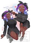 1girl big_breasts breasts curly_hair doro_mizu_831 nintendo octoling octoling_girl purple_hair splatoon_(series) splatoon_3 tentacle_hair