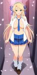 1girl ai ai_generated blonde_hair bowtie breasts breasts exposed_breasts green_eyes katsuragi_(senran_kagura) senran_kagura senran_kagura_(series) skirt