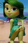 1girl 1girl 1girl accurate_art_style ai_generated ass ass_focus ass_grab ass_spread blush clothed clothed_female clothing disgust disgust_(inside_out) disgusted disney dress grabbing_ass grabbing_own_ass green_body green_eyes green_hair green_skin hand_on_ass hand_on_butt human indoors inside_out inside_out_2 large_head long_eyelashes looking_pleasured looking_up pink_lipstick pixar progenarts pussy scarf short_hair showing_off spread_anus stripping