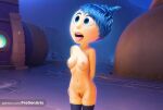 1girl 1girl 1girl ai_generated arms_behind_back black_thighhighs blue_eyes blue_hair breasts cleavage disney dress high_res inside_out inside_out_2 joy_(inside_out) nipples no_bra no_panties open_mouth pixar progenarts pussy see-through short_hair stockings tongue tongue_out uncensored watermark web_address