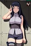 1girl 1girl 1girl 1girls ai_assisted ai_generated big_breasts blue_hair chromatic_abberation clothed clothing empty_eyes hinata_hyuuga hires human long_hair naruto:_the_last patreon patreon_username pinup purple_eyes sexually_suggestive shorts stable_diffusion tagme thaisalon thick_thighs thighs watermark