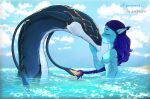 1boy 1girl 20th_century_studios avatar avatar:_the_way_of_water bluesatanist cute disney female kissing male na'vi nude ocean original_character queue sea tendril water