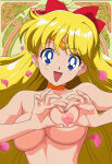 1girl accurate_art_style adult_swim alluring big_breasts bishoujo_senshi_sailor_moon bishoujo_senshi_sailor_moon_r bishoujo_senshi_sailor_moon_r_the_movie bishoujo_senshi_sailor_moon_s bishoujo_senshi_sailor_moon_s_the_movie bishoujo_senshi_sailor_moon_supers bishoujo_senshi_sailor_moon_supers_the_movie blonde_hair blue_eyes deshiberu heart_symbol minako_aino nude ocean pin_up posing toei_animation toonami under_boob