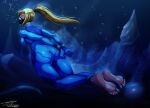 1girl barefoot drowning feet female metroid metroid_zero_mission nintendo samus_aran solo tagme tsinji underwater underwater_peril underwater_peril_aladdin