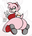 1girl amy_rose ass big_ass dat_ass fanart female jjackdemoi sega solo sonic_the_hedgehog_(series)