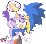 anthro bent_over blaze_the_cat breasts cat_tongue clothing fellatio footwear furry gloves nude oral pain penis precum sega sex shocked shoes sonic_the_hedgehog tongue wispowillo