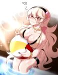 1girl 1girl 1girls alternate_costume beach_ball big_breasts bikini breasts cleavage corrin_(fire_emblem) corrin_(fire_emblem)_(female) female_only fire_emblem fire_emblem_fates fire_emblem_heroes grey_hair hairband jodles7 looking_at_viewer nintendo official_alternate_costume red_eyes swimsuit white_bikini white_swimsuit