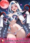  1girl ai_generated breastplate fangs frilled_panties full_moon ghost_costume jinx_(league_of_legends) micro_panties patreon pink_eyes red_moon tagme tattoo tentacle twin_braids very_long_hair 