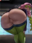1girl bent_over big_breasts bubble_butt cleavage demon_slayer demon_slayer:_kimetsu_no_yaiba doggy_position green_eyes green_hair horny inviting_to_sex kanroji_mitsuri kimetsu_no_yaiba looking_at_viewer mitsuri_kanroji naked naked_female nude nude_female oroborus pink_hair pose shaved_pussy standing stockings teasing thick_thighs