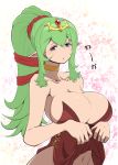 bare_shoulders big_breasts blue_eyes breasts chiki cleavage female fire_emblem fire_emblem:_monshou_no_nazo fire_emblem_awakening green_hair kara_age long_hair milf nintendo no_nose pointy_ears ponytail solo tiki tiki_(adult)_(fire_emblem) tiki_(fire_emblem)