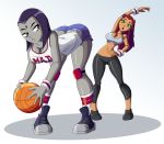 ass basketball big_ass big_breasts breasts cleavage dat_ass dc dc_comics raven_(dc) ravenravenraven starfire stretching teen_titans