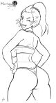 amara ass dark-skinned_female dark_skin deviantart happy looking_at_viewer looking_back monochrome noriyuki83 pokemon pokemon_(anime) pokemon_sm porkyman sideboob smile wink