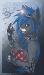 1girl 1girl anthro bell breasts cat cigarette collar cyber feline furry gilgash mammal punk smile smoke