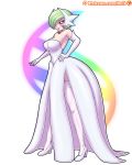 big_breasts breasts cleavage dress female gardevoir gijinka green_hair humanized mega_evolution mega_gardevoir pokemon pokemorph red_eyes reit solo