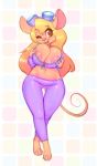 1girl 2017 anthro areola big_breasts breasts chip_'n_dale_rescue_rangers cleavage clothed clothing disney erect_nipples female female_only furry gadget_hackwrench mammal mouse nipples nitro rodent smile solo