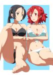 2girls bianca_(izetta) big_breasts bikini cleavage fist_bump hiramugi izetta izetta:_the_last_witch