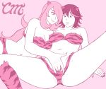 2_girls bikini cindy_mides cmides cosplay crossover cynthia cynthia_(pokemon) female_only fingering hentai-foundry kill_la_kill lum lum_(cosplay) lum_invader matoi_ryuuko pokemon porkyman shirona_(pokemon) urusei_yatsura yuri