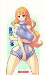 big_breasts breasts clima-tact female nami one_piece smile solo supersatanson sweater virgin_killer_sweater weapon