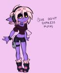 1girl cute jek_korpen pink_hair purple_skin red_eyes