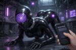  ai_generated antenna bdsm bodysuit collar domination drone droneification encasement hypnosis hypnotized latex latex_suit mask masked masked_female on_hands_and_knees on_knees remote_control skin_tight skinsuit skintight_bodysuit 
