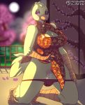 1girl 1girl anthro avian big_breasts bird blush breasts chica_(fnaf) chicken chinese_clothing chinese_dress cleavage clothed clothing dress five_nights_at_freddy's furry keyhole_turtleneck non-mammal_breasts panties presenting pussy pussy_juice spunkubus sweater underwear video_games year_of_the_rooster