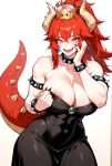 1girls ai_generated armlets bare_shoulders big_breasts black_armlets black_bracelets black_choker black_dress blush bowsette_(cosplay) bracelets breasts choker cleavage clothed clothed_female cosplay crown dragon_girl dragon_horns dragon_tail dress earrings female_only hand_on_face hand_on_own_face indie_virtual_youtuber indie_vtuber long_hair muscle_mommy muscular_female one_breast_out one_nipple_out orange_eyes ponytail red_hair sharp_teeth smile solo_female spiked_armlets spiked_bracelets spiked_choker super_crown teasing virtual_youtuber vtuber zentreya