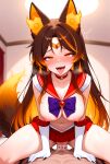 1boy 1girls ahegao_face ai_generated bedroom big_breasts blush bow breasts brown_hair choker cosplay cowgirl_position cum_in_pussy eyes_rolling_back gloves heart hellhound in_bed indie_virtual_youtuber indie_vtuber legs_spread long_gloves long_hair microskirt multicolored_hair multicolored_tail naked_male nipples nude nude_male orange_eyes orange_hair partially_clothed penis_in_pussy pov purple_bow red_choker red_skirt sailor_collar sailor_mars_(cosplay) sailor_senshi_uniform sex sinder_(vtuber) skirt smile tiara tongue tongue_out topless vaginal_penetration virtual_youtuber vtuber white_gloves wolf_ears wolf_girl wolf_tail