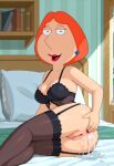  bra breasts family_guy fingering_ass lois_griffin masturbation no_panties pussy_juice shaved_pussy stockings thighs 
