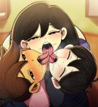 1girls 2boys ai_generated group_kissing hero_(omori) kissing making_love making_out mari_(omori) sunny_(omori) threesome tongue tongue_out tongues