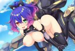 1boy 1girl ai_generated armwear blush bouncing_breasts compile_heart cum_in_pussy from_behind hair_ornament high_heels high_res idea_factory legwear multicolored_eyes multicolored_hair neptunia_(series) partially_clothed reedio_(goddess_form) sex suspended_in_midair sweaty_body tongue_out uncensored vaginal_penetration