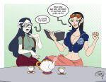 2_girls black_hair crossover disney embarrassed frostbiteboi futanari futanari_with_female glasses lilith_clawthorne nico_robin one_piece pointy_ears sunglasses the_owl_house white_skin you_gonna_get_raped